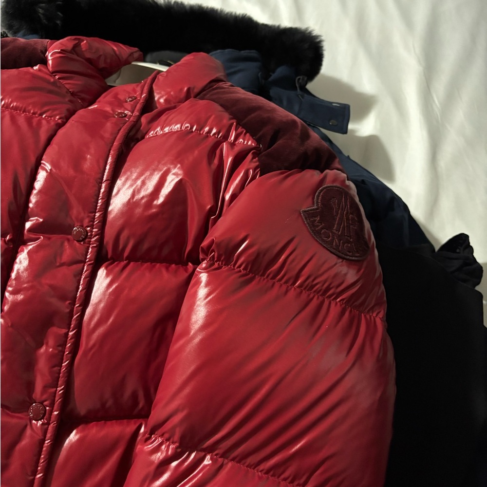 Moncler Shiny Crimson Quilted Down Jacket